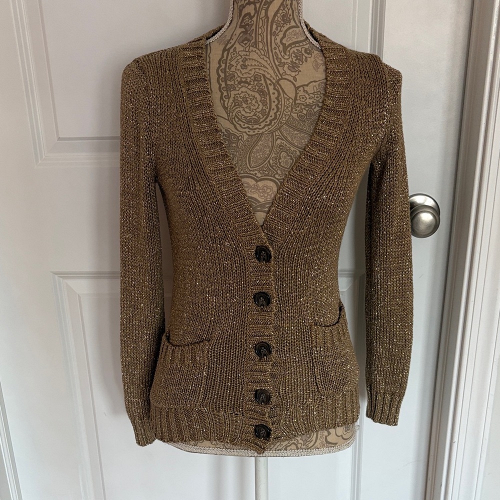 J. Crew Shimmering Tan Cardigan